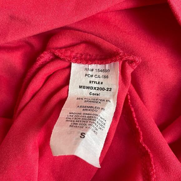 Mother Bee Maternity Coral Wrap Bow Dress Adjustable Belt Stretchy - Picture 4 of 6